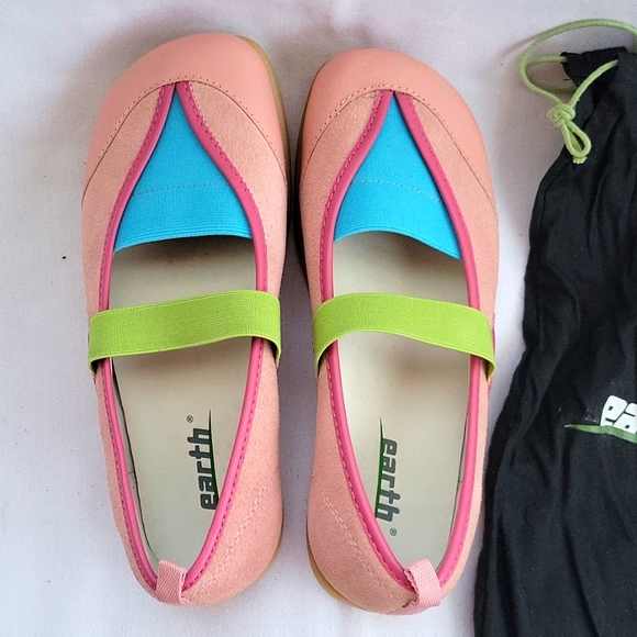 NIB Earth Kalso Negative Heel Intrigue Shoes - Size 6 - Pink/Blue/Lime Green - Picture 3 of 11